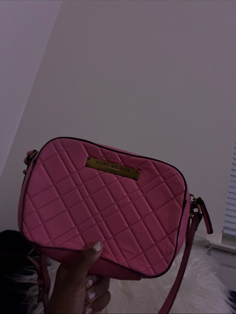 Kurt Geiger Hot Pink Quilted Crossbody with Gold Plate